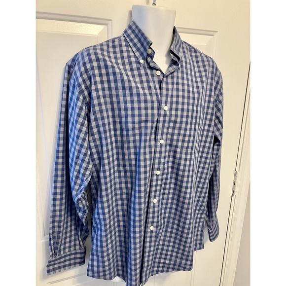 Brooks Brothers Madison Men’s Dress Shirt Medium Blue Plaid Non Iron Supima - Picture 3 of 6